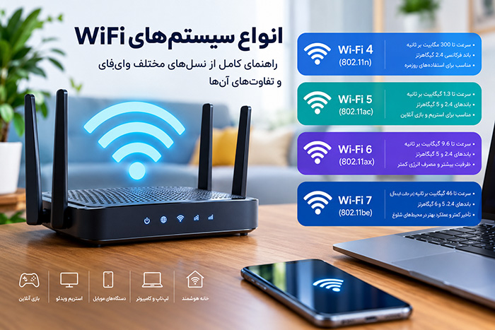 انواع سیستم‌های WiFi؛ بررسی نسل‌های مختلف وای‌فای و تفاوت آن‌ها